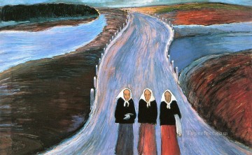 women Painting - women on road Marianne von Werefkin